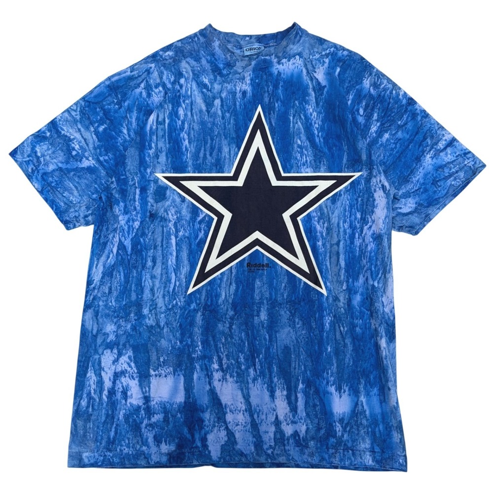 Vintage 1996 Dallas Cowboys Riddell Orion T-Shirt Blue Tie Dye Star Mens Large‎